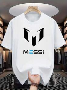 Men'S "Messi" Graphic T-Shirt - Casual Crew Neck, All-Season Comfort, High-Quality, Lightweight Fabric, Casual Wear |   Graphic Tee |   Comfortable Fit - 黑色 - 查看 1