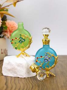 12ml Exquisite Soft Dream Cherry Blossom Enamel Fancy Perfume Bottle, Reusable Container Bottle, Holiday Travel Perfume And Essential Oil Dispenser Bottle, Perfect Gift For Women (No Perfume, Only Empty Bottle)+Supplementary Set