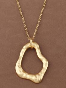 1 pieza Collar con colgante grande de estilo bohemio y cadena abierta en color plateado/dorado mate