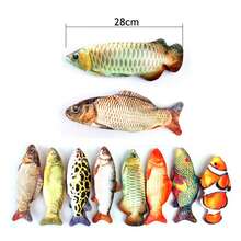 28cm逼真毛绒鱼玩偶（非电动）宠物抱枕仿真逗鱼毛绒玩偶逗猫毛绒鱼玩偶金鱼鲫鱼鲤鱼小丑鱼柔软填充动物鲤鱼毛绒抱枕玩偶创意睡垫（手工测量尺寸，可能有轻微偏差） - 彩色 - 查看 8