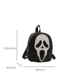 Y2K Fashion Skull Pattern Mini Backpack, Casual Multifunctional Shoulder Bag, Handbag, Suitable For Women Shopping, Halloween Gift, Halloween Bags Perfect For Fancy Party Matching With Halloween Costumes - Black - View 5