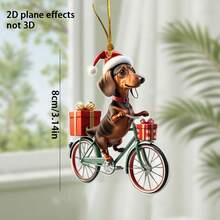 1 2D Flat Acrylic Sausage Dog And Elephant Patterned Holiday Pendant Wearing A Christmas Hat, Suitable For Christmas, And Birthdays - Perfect For Car Mirrors And Christmas Trees. The Acrylic Pendant Is Suitable For Christmas Tree Decoration, Backpacks, Keychain Decorations, And Christmas Tree Decorations Home Decor Christmas Decorations Room Decor
