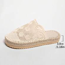 1 Pair Women's Woven Mesh Pattern Thick Sole Breathable Lightweight Sandals, Versatile For Summer - Beige - View 7