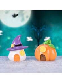 每套 6 件，可爱南瓜灯、幽灵、吸血鬼、微型景观、多肉植物、小装饰品，适用于万圣节、万圣节装饰、秋季装饰、万圣节物品、万圣节配件、万圣节派对、家居装饰、万圣节户外装饰和树脂用品 - 彩色 - 查看 3