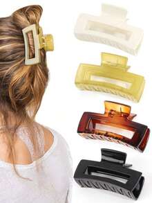 4 Pcs Large Square Retro Minimalist Hair Claw, Suitable For Women With Thick Hair, Clips For Styling, Bathing, Outdoor, Versatile Accessory Hair Jaw Clip Hair Clamps Hair Clutch Hair Catcher Clip Fall Winter Hair Clip Claw Clip Hair Accessories For Women For Vacation Outfits Woman - Multicolor - View 22