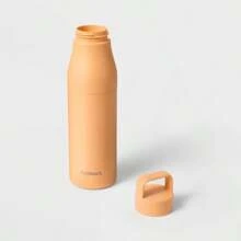 24oz Insulated Water Bottle - Metal Exterior With Plastic Liner - Spill-Proof Lid With Carry Handle - For Cold Beverages