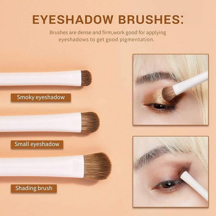 Jessup Brochas de Maquillaje,14pcs Set Brochas para Maquillaje Veganas Pinceles Maquillaje para Base en Polvo Sombra de Ojos Mezcla Corrector Pliegues Delineador de Cejas,Gris Claro T329 - D-Gris claro-10 piezas - Añade 5