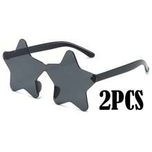 1-10副 - 无框五角星形眼镜，透明糖果色，派对眼镜，适合作为派对礼品，完美适用于泳池派对、海滩派对、夏季派对、生日派对、嘉年华、趣味活动或派对赠品（颜色随机）。