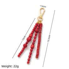 1pc Fashionable Exquisite Multi-Color Bead Keychain Bag Decoration. Plated With 18K Gold, Suitable For Daily DIY Decoration.