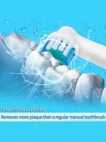 16pcs/Set Replacement Brush Heads Compatible With Oral Electric Toothbrush, White.