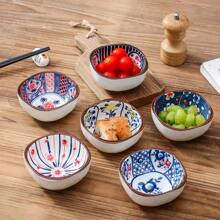 6pcs Japanese-Style Bohemian Ceramic Dish, For Hot Pot Ingredients, Snacks, Butterflies, Vegetables Or Pickles Christmas Gift