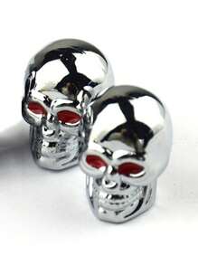 2 Capa de Válvula de Esqueleto - Combinação de Plástico+Metal Capa de Válvula de Pneu com Olhos Vermelhos e Design de Esqueleto, Adequada para Proteção de Pneus de Bicicleta, Motocicleta e Carro | Decoração de Esqueleto | Capa de Válvula, Decoração de Halloween