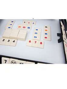 1 Set Permainan Rummy, Permainan Rummy Portabel, Dilengkapi Tas Kanvas Tahan Lama, Permainan Rummy Klasik, Cocok untuk Permainan Keluarga, 106 Kartu, 4 Tempat Kartu, 1 Dadu (2-4 Pemain) - MultiWarna - View 4