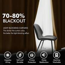 2 Panels Blackout Curtains Solid Soft Grommet Mustard Yellow Thermal Insulated Soundproof Room Darkening Curtains/Drapes/Panels Fall Living Room Bedroom 52 X 90 Inch - Gold Brown - 查看 5