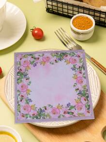 1 包 20 张花卉印花纸巾，一次性双层方形餐巾，适合生日、婚礼、派对主题、厨房和家庭使用