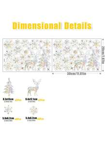 2 张圣诞雪花麋鹿冬季彩虹窗贴装饰 PVC 彩色玻璃窗贴家居新年装饰，圣诞节