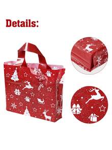 10/20个装圣诞礼品袋，红色圣诞树、驯鹿、星星、雪花图案礼品袋，圣诞派对装饰礼品包装，圣诞家庭聚会礼品包装用品，圣诞购物塑料袋，耐用塑料袋，圣诞厨房包装用品，2026新年装饰，圣诞装饰，圣诞礼物，圣诞礼品，派对小礼品 - 紅色聖誕 - 查看 9