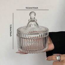 1 件奢华、复古、高端玻璃化妆品展示托盘，皇冠形浮雕复古水晶容器，咖啡玻璃糖果储物罐，密封罐，适用于假日海滩、浴室收藏、卧室收藏，大容量 - 彩色 - 查看 16
