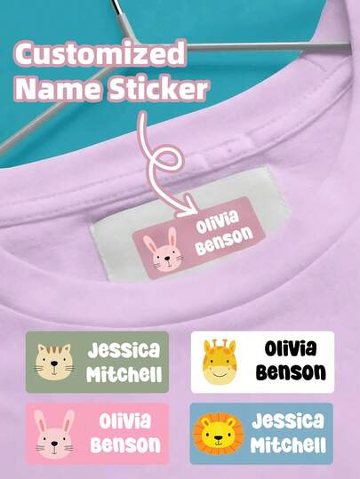 1-210pcs Transparent Waterproof Vinyl Name Labels - Customizable Stickers, Suitable For Sports Gear, Reusable No-Iron, Applicable To Lunch Boxes/Gym Bags, Back To School, Travel Organizer, For Kids