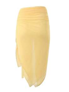 One Piece Swimsuit Women With Cover Up Set Retro Bathing Suit For Women Tummy Control Beach Wrap Skirt - Màu be - Xem 2