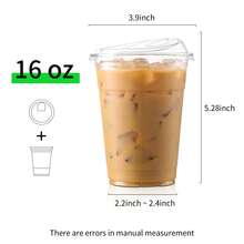 FookmeKag 100 Set Clear Plastic Cups, 12/16/20/24 OZ Disposable Iced Coffee Cups , Smoothie Cups, PET Crystal Party Cups, Cold Beverages Drinking Cups For Thanksgiving, Halloween, Christmas - dung tích - Xem 3