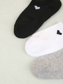 3/6/9/15双装男女通用爱心透气低帮袜，时尚百搭休闲袜，隐形袜，吸湿排汗简约风格，适合所有季节和场合 - 彩色 - 查看 11