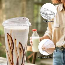 FookmeKag 100 Set Clear Plastic Cups, 12/16/20/24 OZ Disposable Iced Coffee Cups , Smoothie Cups, PET Crystal Party Cups, Cold Beverages Drinking Cups For Thanksgiving, Halloween, Christmas - dung tích - Xem 7