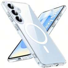 Funda de teléfono magnética Magsafe para Galaxy S25 Ultra, S24 Ultra, S23 Ultra, S22 Plus, S21 FE, Galaxy A16, A56, A15, A55, A14, A54, de acrílico transparente, delgada, resistente al agua, a los golpes y a los arañazos