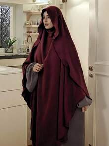 1pc Conservative Abaya Hijab Kimmar Islamic Hijab Jilbeb Hicab Hijab Clothing Hijab Women Muslim Khimaar With Ruffle Brim Design, Convenient For Privacy And Daily Prayer Wear, 4-Season Usable For Dress - Multicolor - View 10