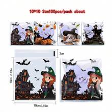 Halloween Kekstüte, Schnee-Knistern, selbstklebende Reißverschlusstüte zum Backen, Lebensmittel-Snacktüte, Kürbis-Geist Süßigkeiten-Verpackungstüte