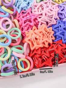 220pcs/Set Colorful Cute Hair Scrunchies & Hair Clips Set, Suitable For Daily Life, Back To School, And Celebration Events - Multicolor - View 4