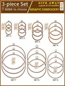 Một bộ Của 3pcs Tròn Nâu Retro Phong cách cung điện DIY Khâu chéo Thêu Bộ dụng cụ , ABS Và Vật liệu PVC , Hạt gỗ Bắt chước Thiết kế Với Kim loại Cái móc Đối với Bền vửng Và 7 Kích thước Tùy chọn , Cũng có thể sử dụng Như Khung tranh Đồ trang trí , Với 16 Kim Đã Bao gồm Đối với Thêu Hoặc Vật dụng trong nhà Sử dụng - màu nâu - Xem 1