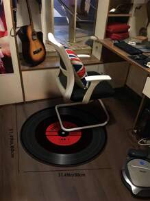 Plush Black Vinyl Record Computer Chair Desk Mat Bedroom Hanging Basket Round Carpet Children Non-Slip Floor Mat Living Room Coffee Table Mat ,Room Decor