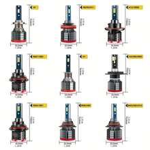 2个H11 H1 H4 H13 9007 H7 9005/HB3 9006/HB4大灯LED灯泡组合，超亮6500K白光，3570 CSP芯片，无需工具即可轻松安装，可替换卤素/暗灯泡，带散热风扇，即插即用 - 紅色 - 查看 2