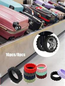 16/8 Piece Luggage Wheel Covers, Luggage Caster Protectors, 1 Piece Portable Luggage Wheel Protectors, Colourful Silicone Luggage Wheel Covers For 8 Wheeled Spinner Luggage Sets, Noise Reducing Wheel Covers For Office Wheelchairs, Anti Abrasion, Anti Noise Luggage Covers, Luggage Protectors , Holiday Travel Essentials , Travel Accessories, Carry On Luggage Wheel Covers For Most Wheeled Luggage Sets. - Multicolor - View 14