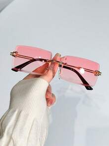 cabecade Kính thời trang không gọng unisex, kiểu dáng cổ điển sang trọng, kính du lịch. - Hồng - Xem 3