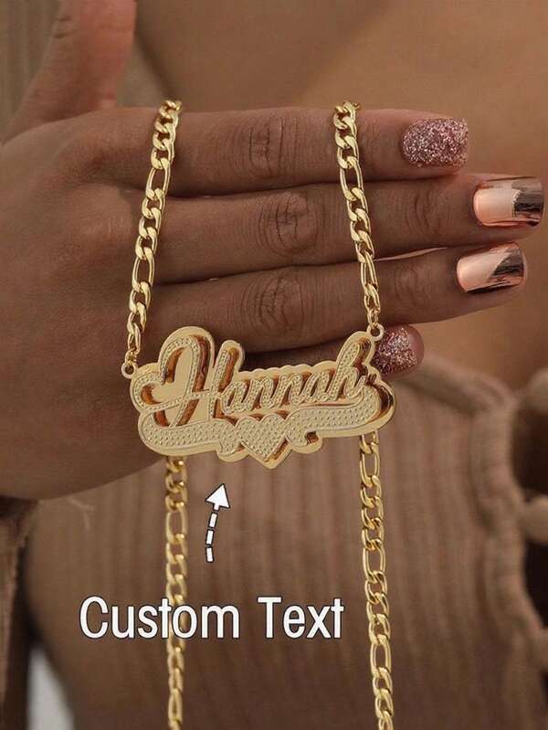 Customizable Necklace With Engraved Floral 3D Nameplate, Stainless Steel Double Layer Personalized Necklace With Heart & English Letter Pendant, Ideal Gift For Couples, Friend, Family, Mother's Day, Fashion, Autumn, Minimalist, Casual, Vintage, Personalized, Unique Gift For Girlfriend