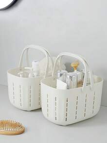 1pc/2pcs Hollow-Out Bathroom Storage Basket, Portable Handheld Storage Basket, For Storing Cleaning Supplies, Suitable For Homes, Bathrooms, Shower Rooms, Schools, And Student Dorms. - Multicolor - View 1