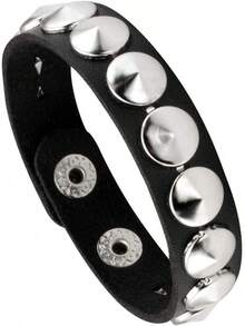 Eigso 3 Pcs Leather Punk Bracelets Men Women Of Rock Rivet Wrap Retro Spike Bracelet Adjustable - Black - 6 Pcs - View 9