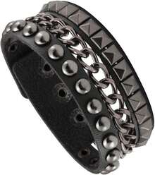 Eigso 3 Pcs Leather Punk Bracelets Men Women Of Rock Rivet Wrap Retro Spike Bracelet Adjustable - silver-1 - 查看 7