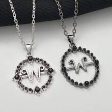1 Piece Hot-Selling Wednesday Necklace, Unisex Fashion Hollow Round Letter W Pendant Collarbone Chain Wednesday