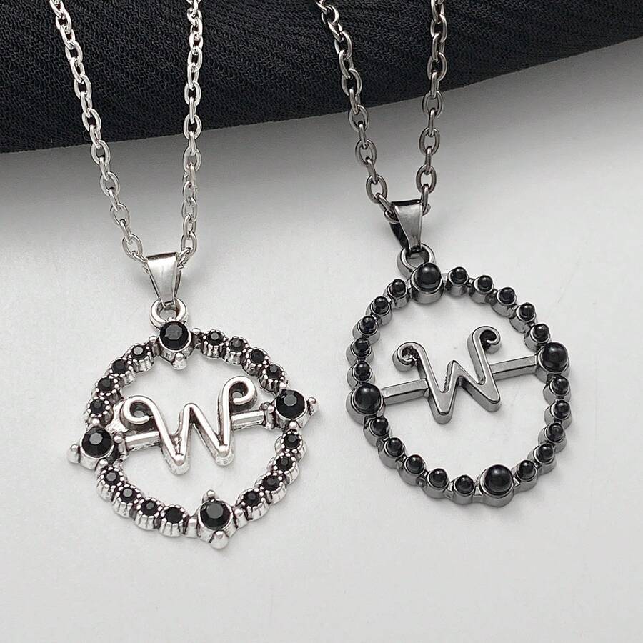 1 Piece Hot-Selling Wednesday Necklace, Unisex Fashion Hollow Round Letter W Pendant Collarbone Chain Wednesday