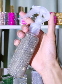 1个200毫升镶钻喷雾瓶，奢华闪亮风格，简约圆柱形，适用于化妆品、家居清洁、头发护理、消毒、浇花等。