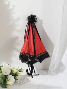 1pc Women Cute Sweet Lolita Lace Trim Straight Handle Parasol, Suitable For Wedding, Anime, Cosplay