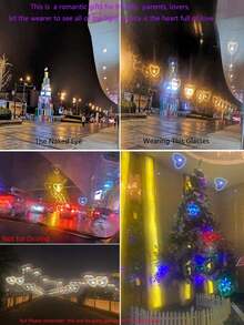 2pcs Heart-Shaped Diffraction Fireworks Party Glasses - 1*black Frame/all Gray/star+1*black Frame/all Gray/heart - View 4