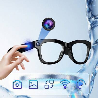 Óculos inteligentes unissex com IA, modelo GPT para bate-papo inteligente com IA, imagem mais nítida que a foto, tradução em tempo real, fotografia anti-vibração, transmissão Wi-Fi, rádio com IA, assistente de voz com IA, atendimento de chamadas, controle de música, reprodução de música de alta fidelidade, controle de toque preciso, carregamento magnético, antirreflexo, controle inteligente, compatível com conexão Wi-Fi e Bluetooth, presente de aniversário