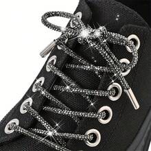 2pcs Rhinestone Shoelaces With Rhinestone Embellishments, Fashion Glitter Diy For Sneakers And Flat Shoes Summer Party - Multicolor - View 4
