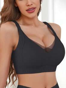 Áo ngực nâng ngực không đường may dành cho nữ, đệm mút vô hình, áo ngực ôm sát màu da, áo ngực không gọng thoải mái thường ngày, áo ngực màu đen trơn cơ bản có thể điều chỉnh, đồ lót hàng ngày che phủ toàn diện, áo lót không đường may. - màu đen - Xem 3