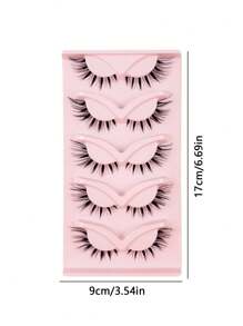 Ondine 5 支装透明茎睫毛，自然角色扮演，恶魔漫画睫毛，一体式假睫毛