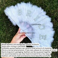 1pc White Feather Non-Folding Fan (13.38inch/15.75inch/18.9inch), Bridal Fan, Faux Pearl & "Bride" Letter Decor Fan, Bridal Shower Decoration Gift, Bachelorette Party Wedding Decor, Photography Prop